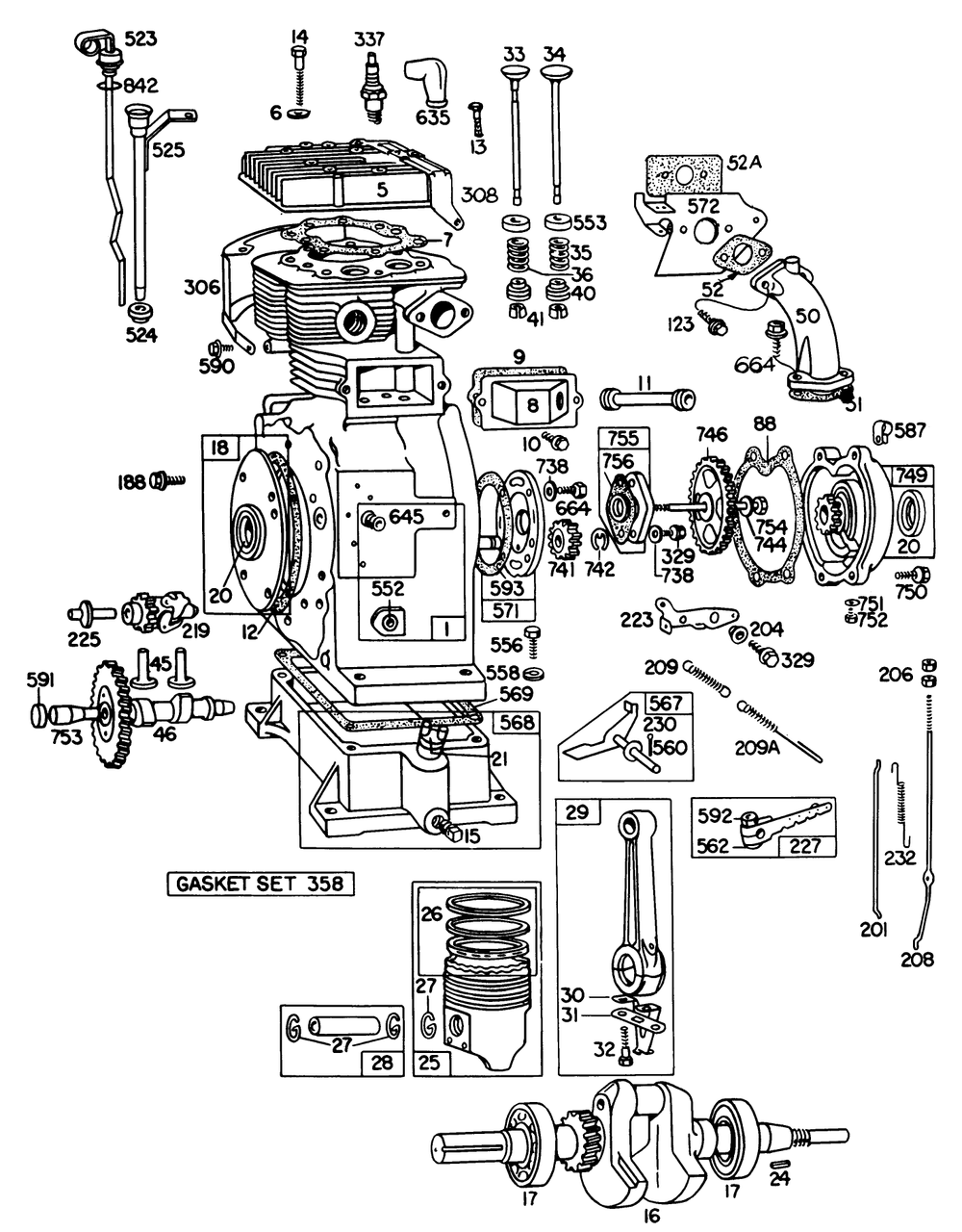 Engine Briggs And Stratton Model No. 326437-0262-01 Diagram and Parts List for 30760 90001 - 99999 Toro Lawn Tractor