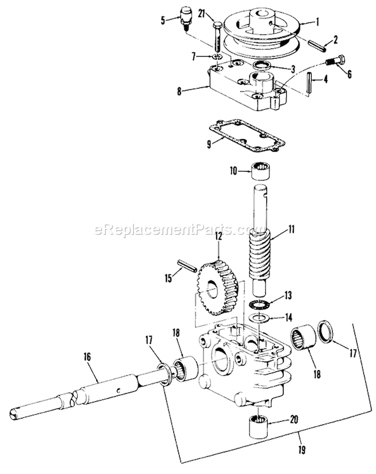 Gear Case Assembly Diagram and Parts List for 23267 4000001-4999999 - 1984 Toro Lawn Mower