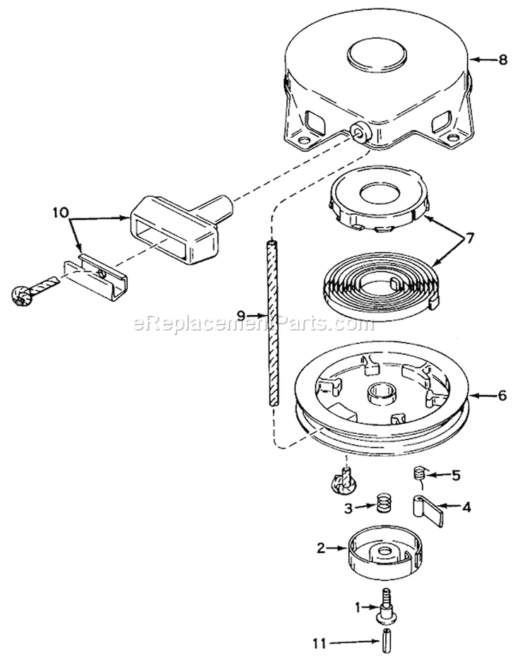 Rewind Starter Diagram and Parts List for 23267 4000001-4999999 - 1984 Toro Lawn Mower