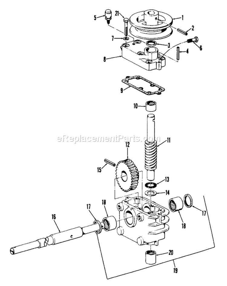 Gear Case Assembly Diagram and Parts List for 23267 5000001-5999999 - 1985 Toro Lawn Mower