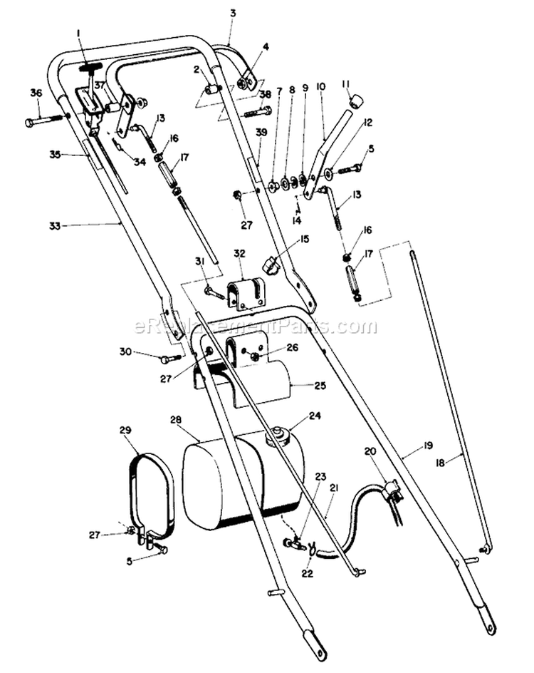 Handle Assembly Diagram and Parts List for 23267 5000001-5999999 - 1985 Toro Lawn Mower