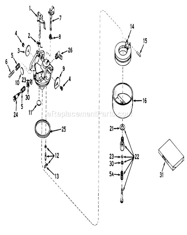Carburetor Diagram and Parts List for 23267 8000001-8999999 - 1978 Toro Lawn Mower