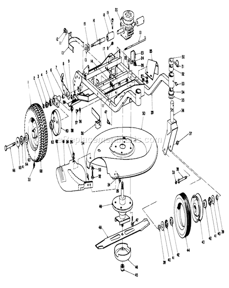 Frame And Cutter Housing Assembly Diagram and Parts List for 23267 8000001-8999999 - 1978 Toro Lawn Mower