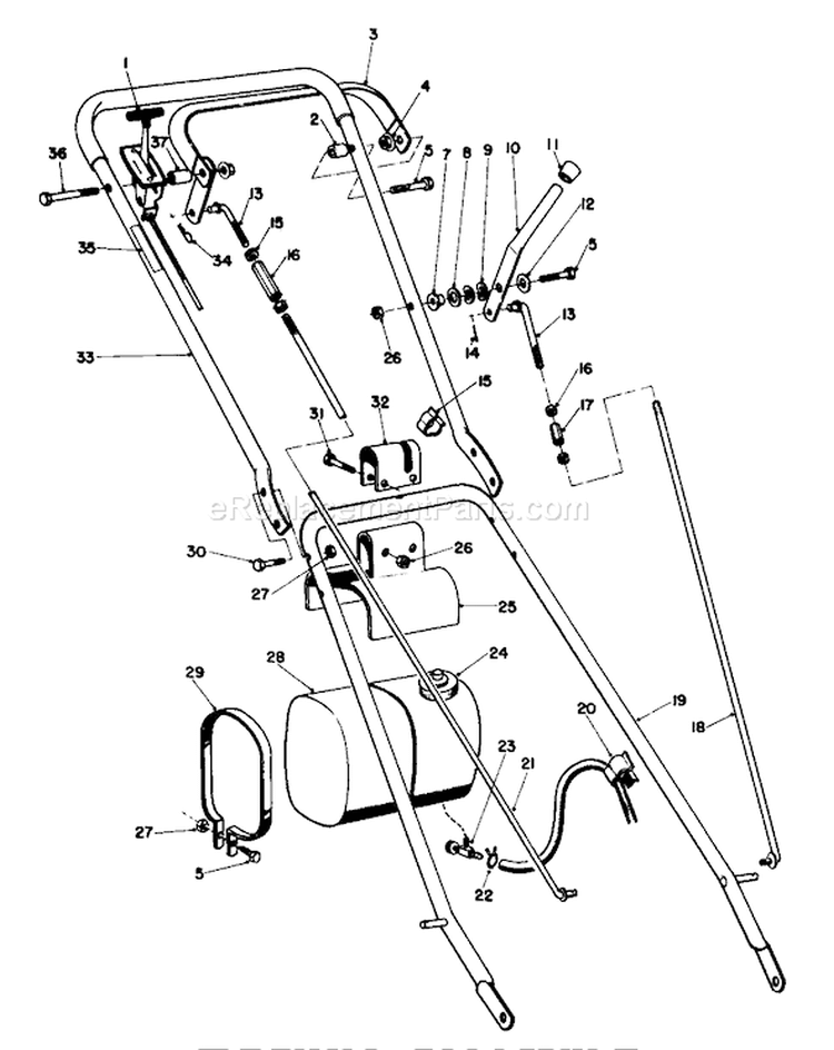 Handle Assembly Diagram and Parts List for 23267 8000001-8999999 - 1978 Toro Lawn Mower