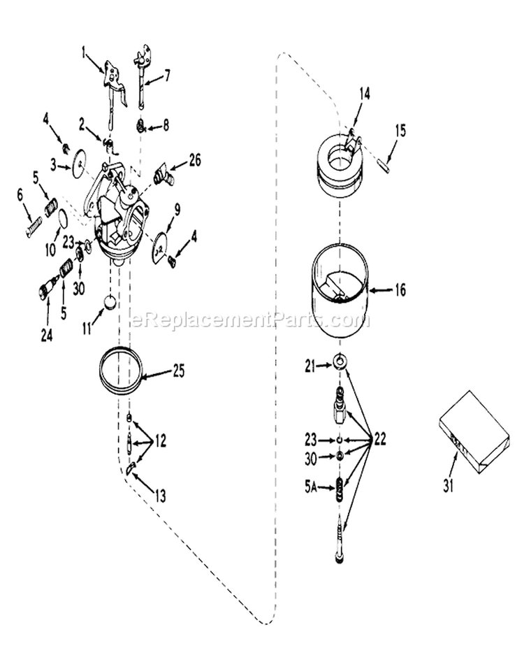 Carburetor Diagram and Parts List for 23267 9000001-9999999 - 1979 Toro Lawn Mower