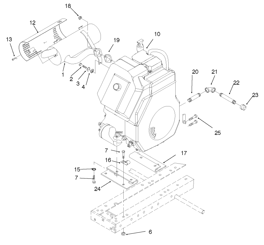 Engine Assembly Diagram and Parts List for 73448 8900001 - 8900499 Toro Lawn Tractor