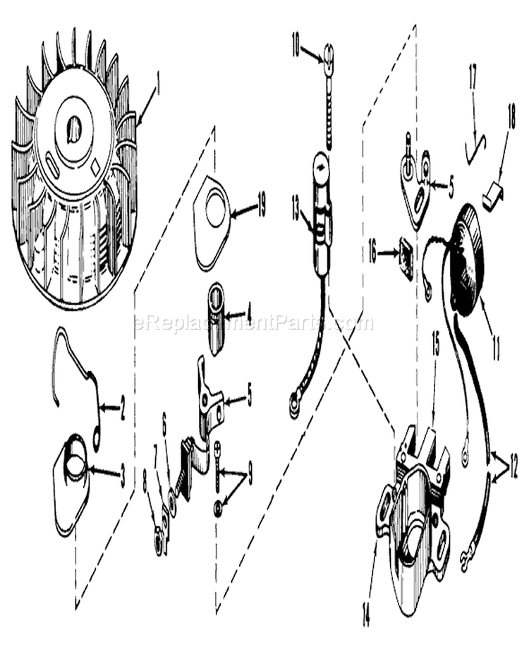 Page E Diagram and Parts List for 23301 7000001-7999999 - 1967 Toro Lawn Mower