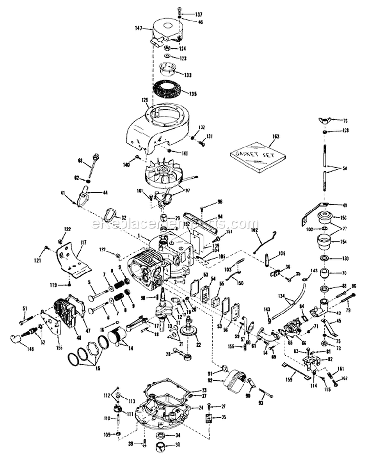 Engine Diagram and Parts List for 23301 0000001-0999999 - 1970 Toro Lawn Mower