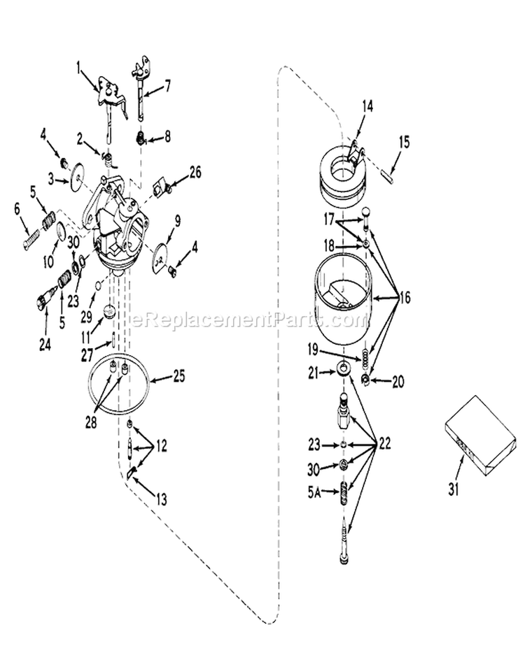 Carburetor Model No. 631115 Diagram and Parts List for 23301 0000001-0999999 - 1970 Toro Lawn Mower