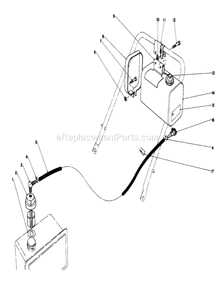 Remote Fuel Tank Kit No. 28-5590 Diagram and Parts List for 23307 7000001-7999999 - 1977 Toro Lawn Mower