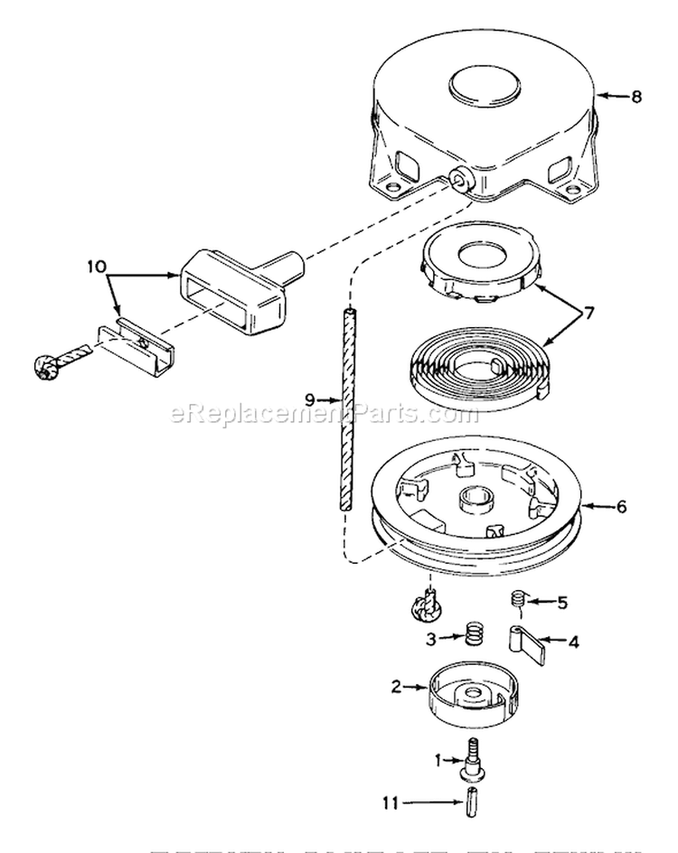 Rewind Starter No. 590420 Diagram and Parts List for 23370 8000001-8999999 - 1978 Toro Lawn Mower