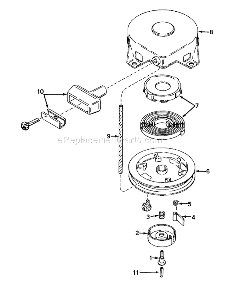 Rewind Starter No. 590420 Diagram and Parts List for 23375 0000001-0999999 - 1980 Toro Lawn Mower