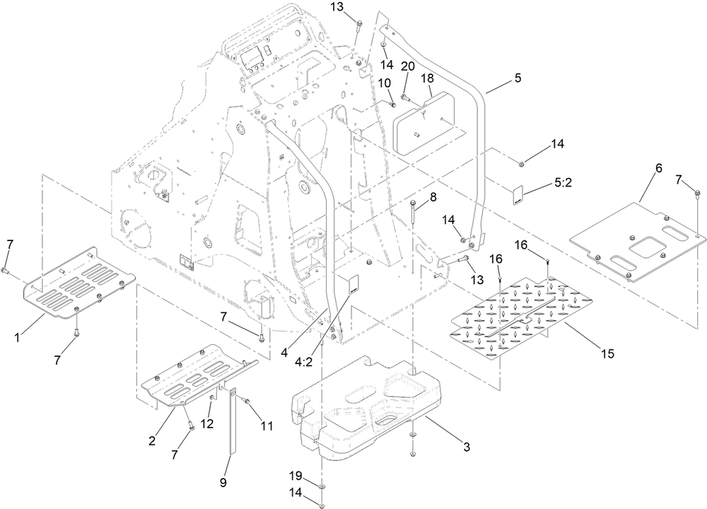 Counterweights, Skid Plates And Foot Pad Assembly Diagram and Parts List for 22219 400000000 - 999999999 Toro Lawn Tractor Accessories