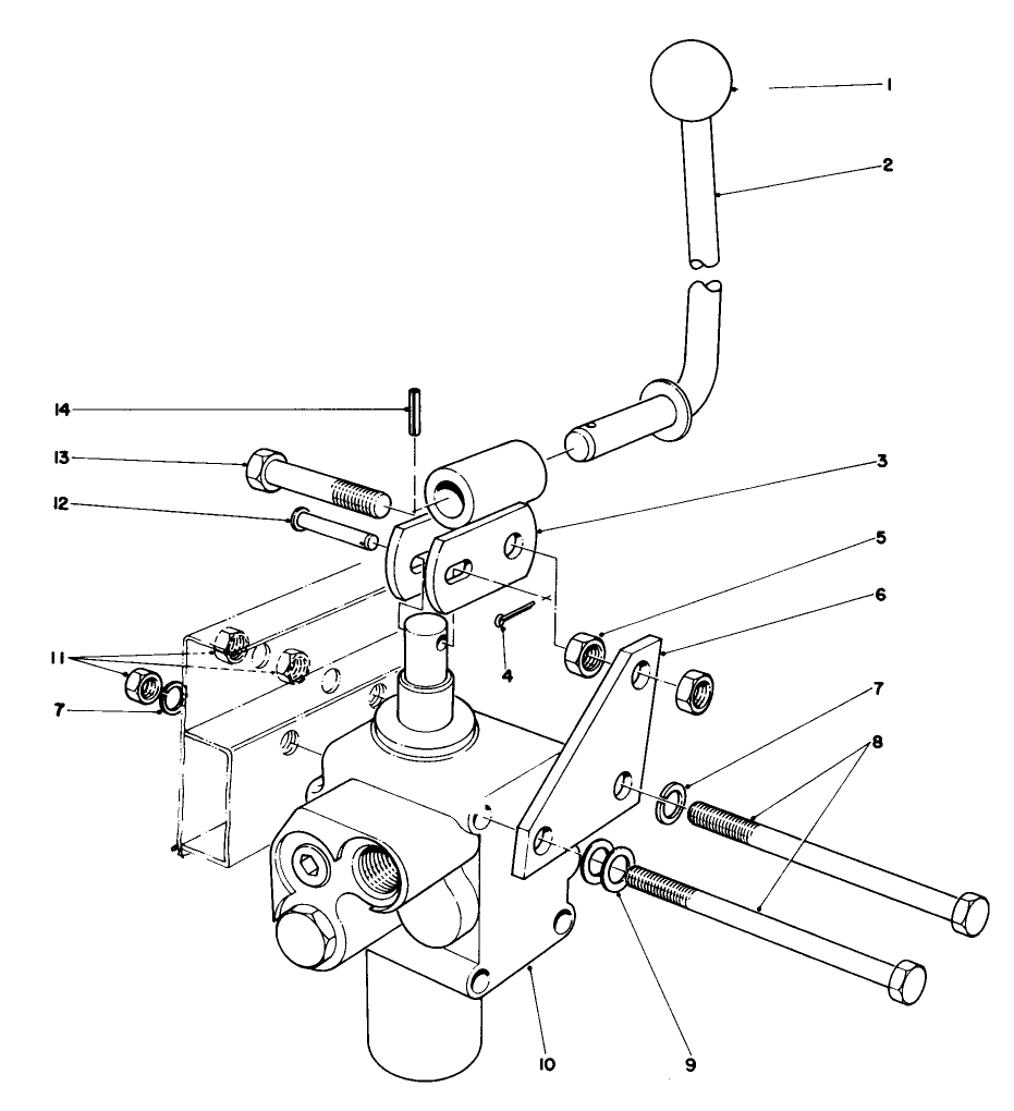 Valve And Lever Assembly Diagram and Parts List for 30775 100001 - 199999 Toro Lawn Tractor