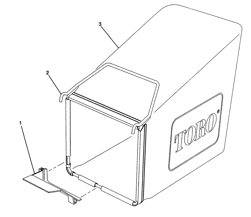 Grass Bag Assembly Diagram and Parts List for 20925 0000001 - 0999999 Toro Lawn Mower