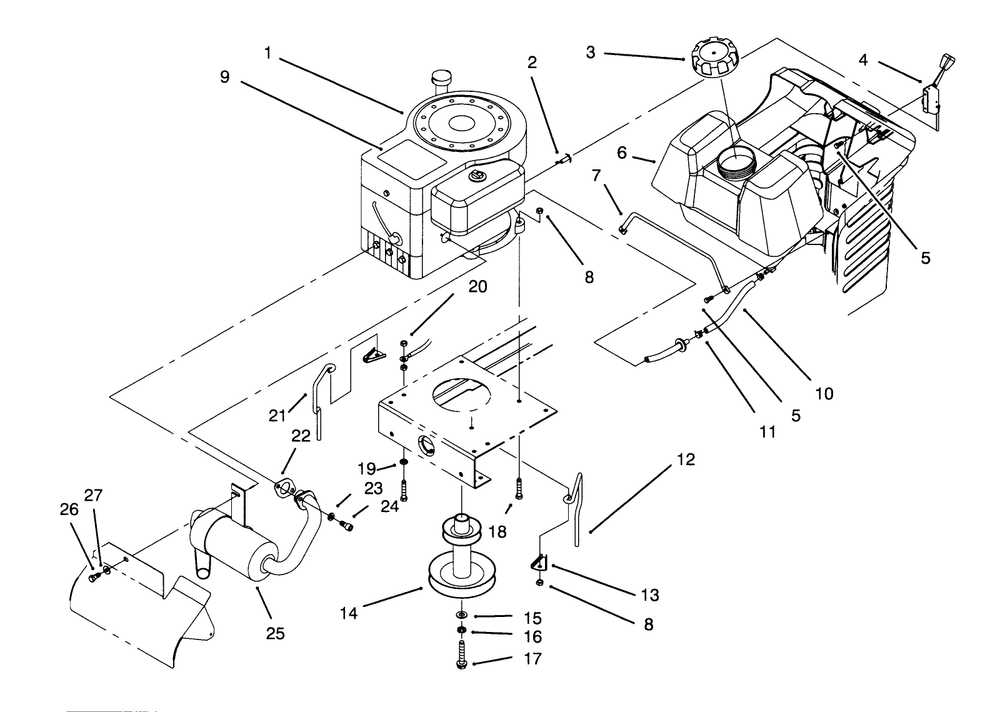 Engine Assembly Diagram and Parts List for 71184 6900001 - 6999999 Toro Lawn Tractor