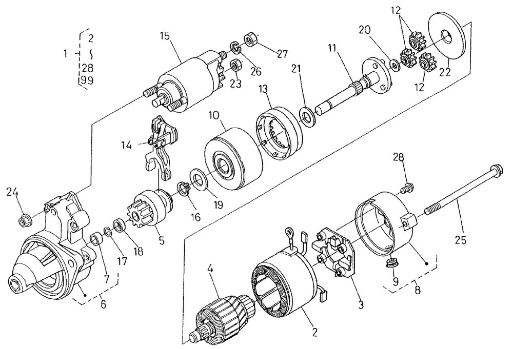 Starter (Complete Parts) Diagram and Parts List for 22303 990001 - 999999 Toro Lawn Tractor Accessories