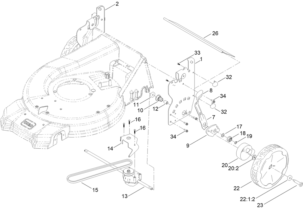 Rear Wheel And Height-Of-Cut Assembly Diagram and Parts List for 21693 413000000 - 414499999 Toro Lawn Mower
