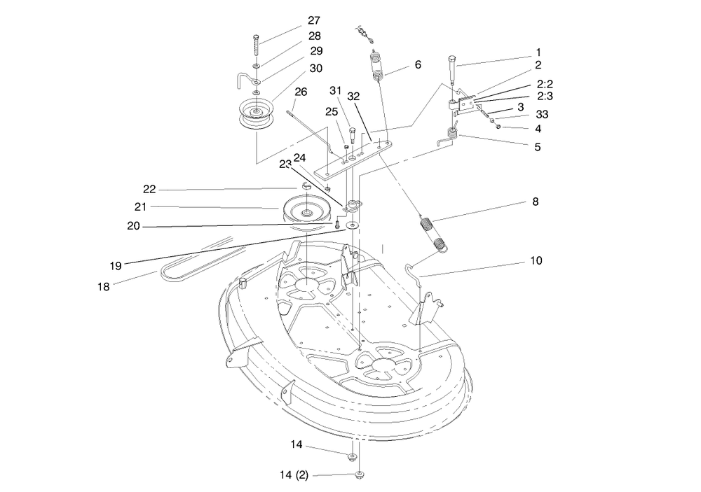 Pulley & Belt Assembly (38" Cutting Unit) Diagram and Parts List for 71190 7900001 - 7999999 Toro Lawn Tractor
