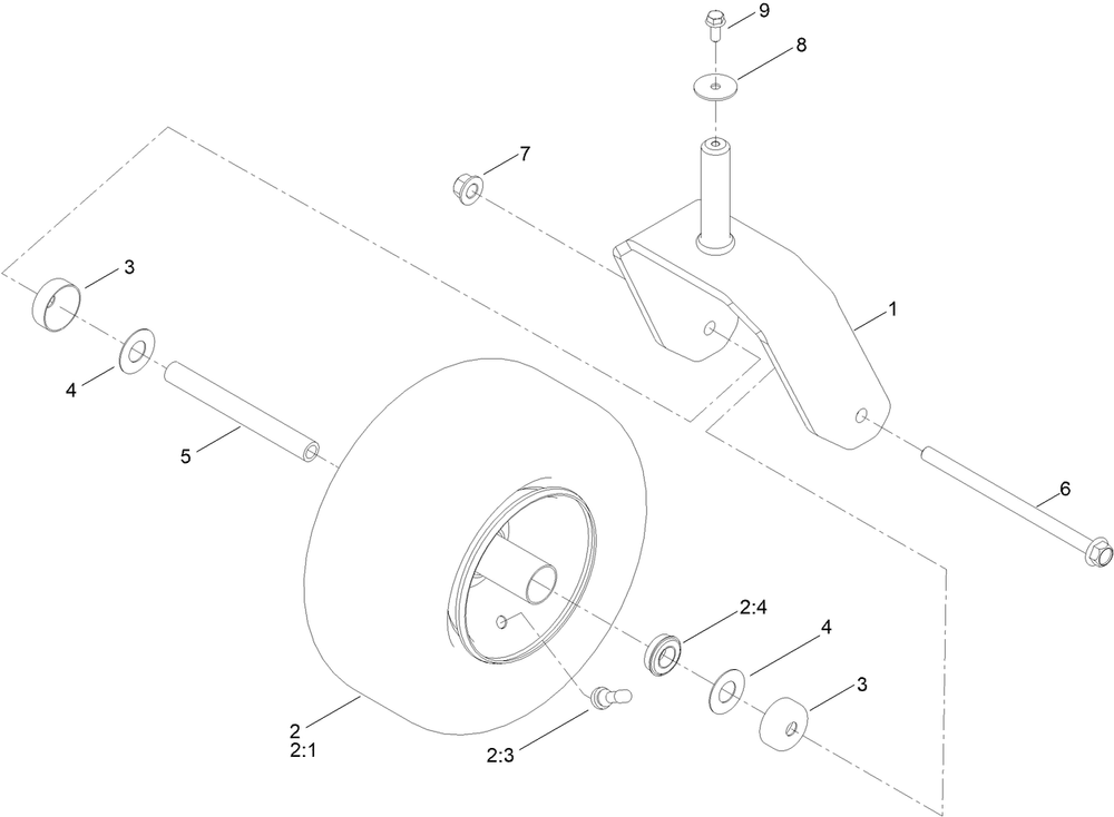 Caster Wheel Assembly Diagram and Parts List for 75760 411585274 - 412563619 Toro Lawn Tractor