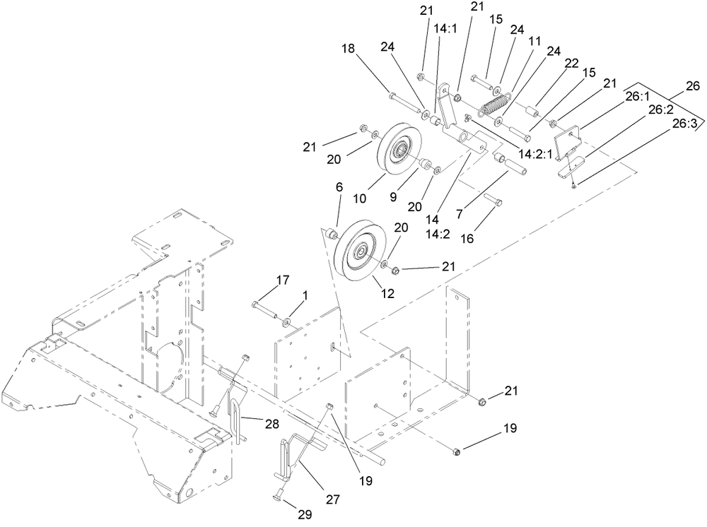 Drive Idler Assembly Diagram and Parts List for 74237CP (270000001-270999999)(2007) Toro Lawn Mower