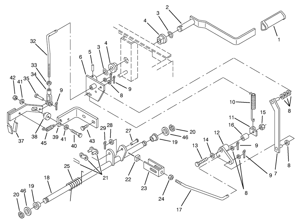 Parking Brake Assembly Diagram and Parts List for 74101 590001 - 599999 Toro Lawn Tractor