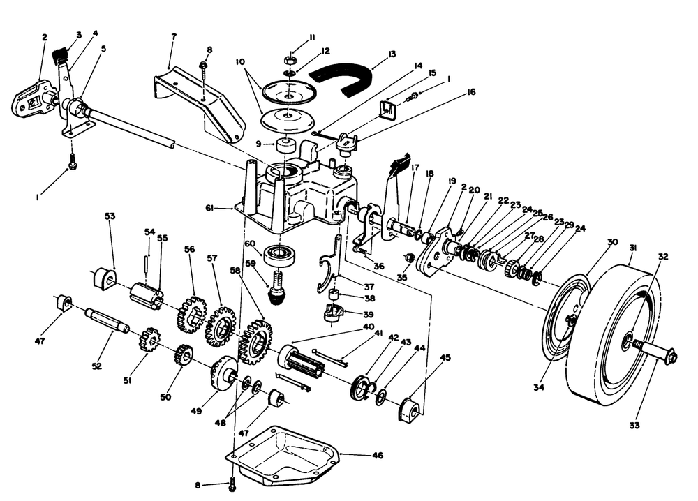 Gear Case Assembly Diagram and Parts List for 26622 9000001 - 9999999 Toro Lawn Mower