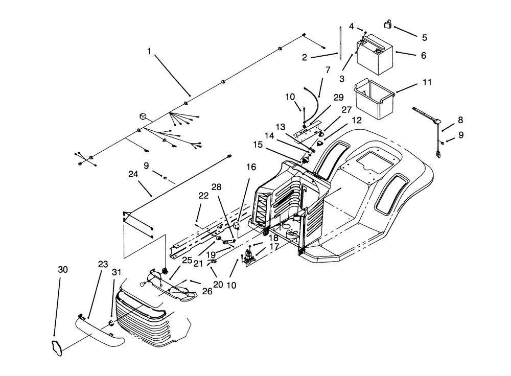 Electrical Assembly Diagram and Parts List for 71184 6900001 - 6999999 Toro Lawn Tractor