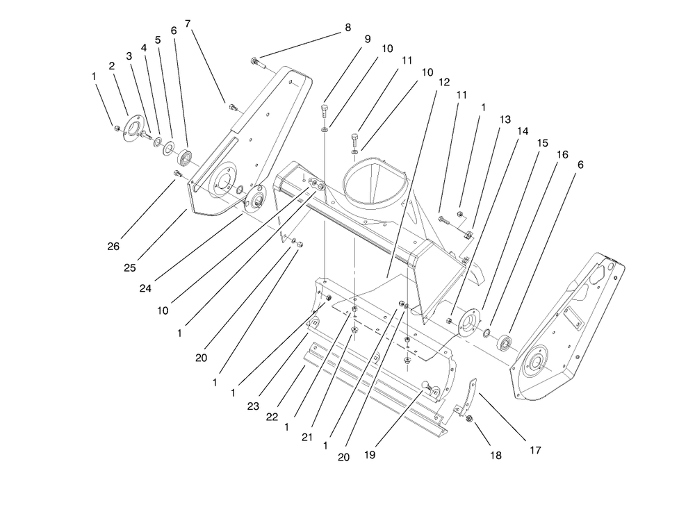 Side Plate And Scraper Assembly Diagram and Parts List for 38422 8900001 - 8999999 Toro Snow Blower
