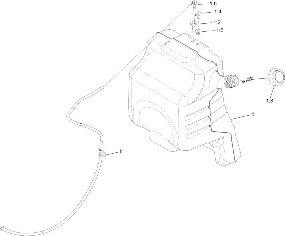 Fuel Tank Assembly Diagram and Parts List for 72518 406540520-411699999 Toro Lawn Mower