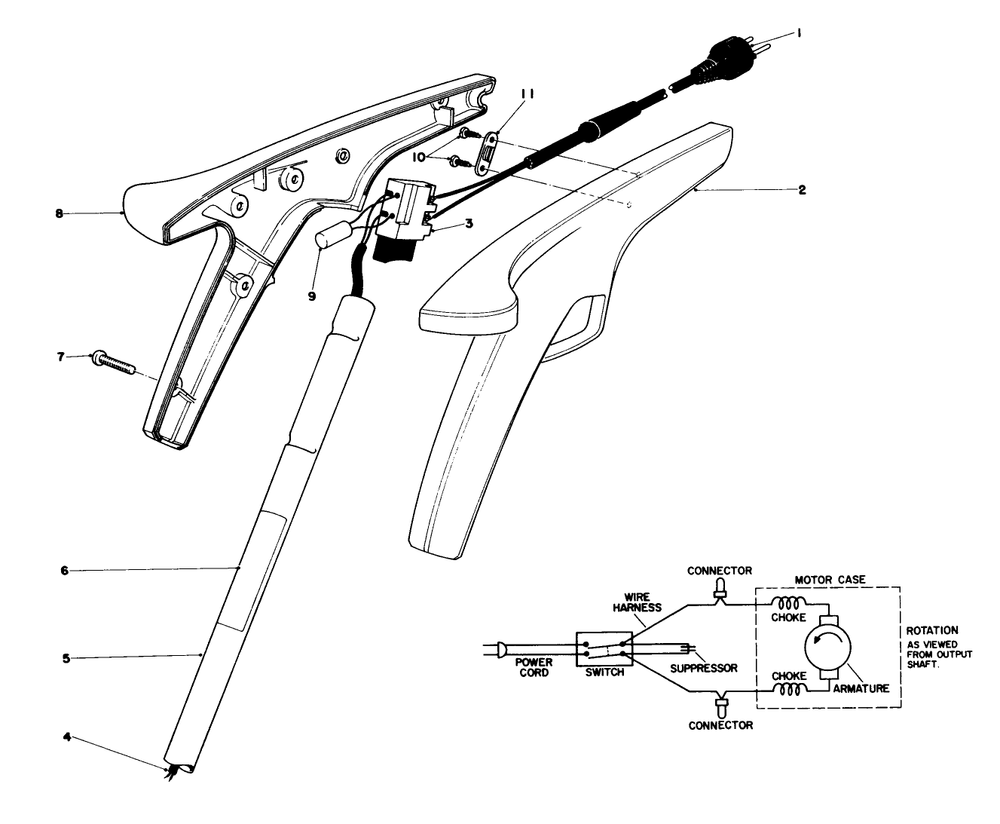 Handle Assembly Diagram and Parts List for 51216 1000001 - 1999999 Toro Trimmer