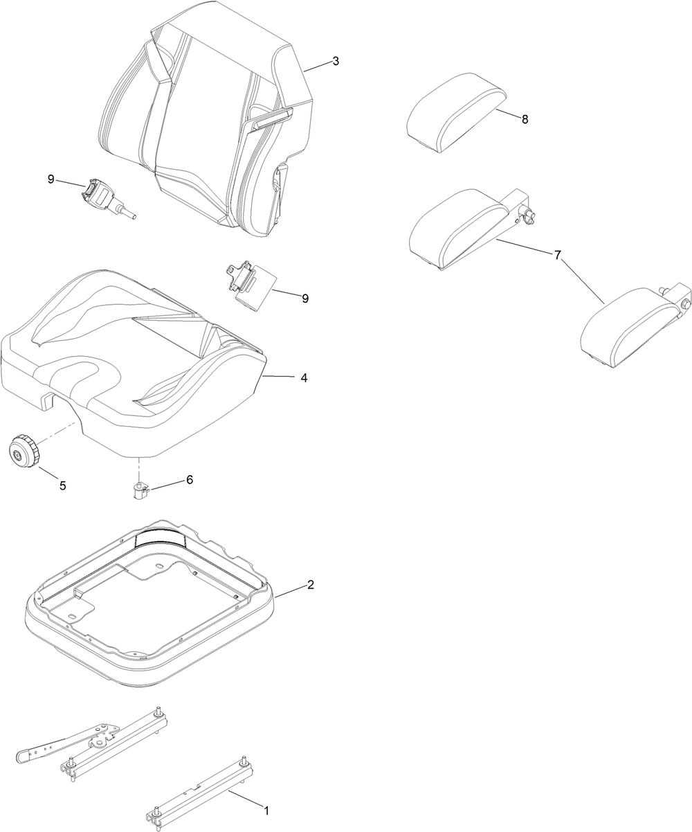 Seat Assembly No. 147-4984 Diagram and Parts List for 72098 413000000 - 999999999 Toro Lawn Tractor
