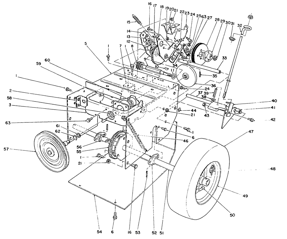 Traction Assembly Diagram and Parts List for 38072 4900001 - 4999999 Toro Snow Blower