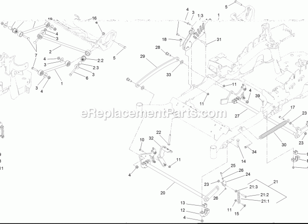 Decklift Assembly Diagram and Parts List for 74957 314000001-314999999 Toro Lawn Mower