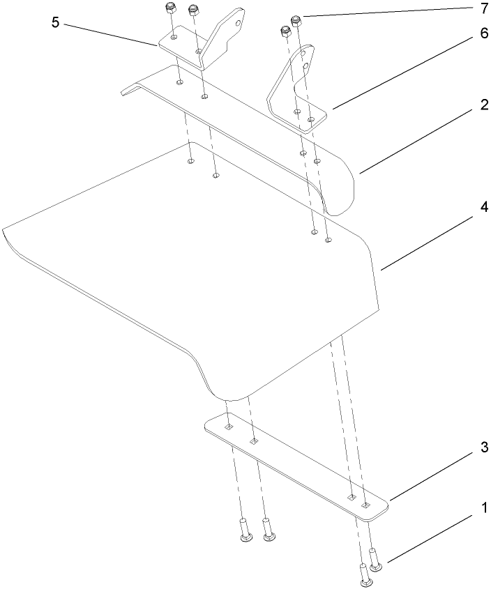 Rubber Deflector Assembly Diagram and Parts List for 74415 (250000001-250005000)(2005) Toro Lawn Mower