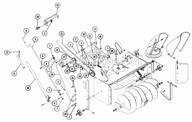Parts List For Snow Thrower-Completing Packag 1 Diagram and Parts List for STR-324 1967 Toro Snow Blower