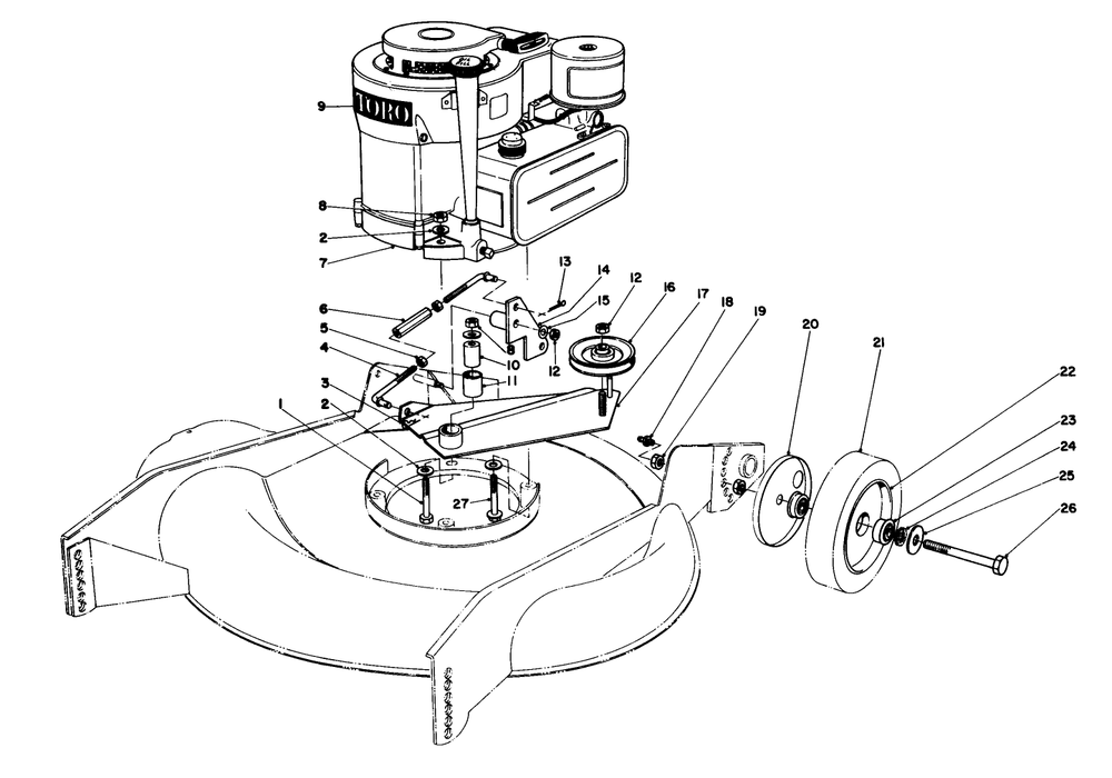 Engine Assembly Diagram and Parts List for 23158 2000001 - 2999999 Toro Lawn Mower
