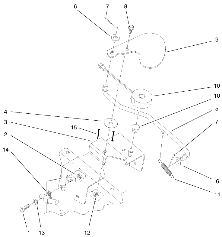 Cruise Control Assembly Diagram and Parts List for 73542 9900001 - 9999999 Toro Lawn Tractor