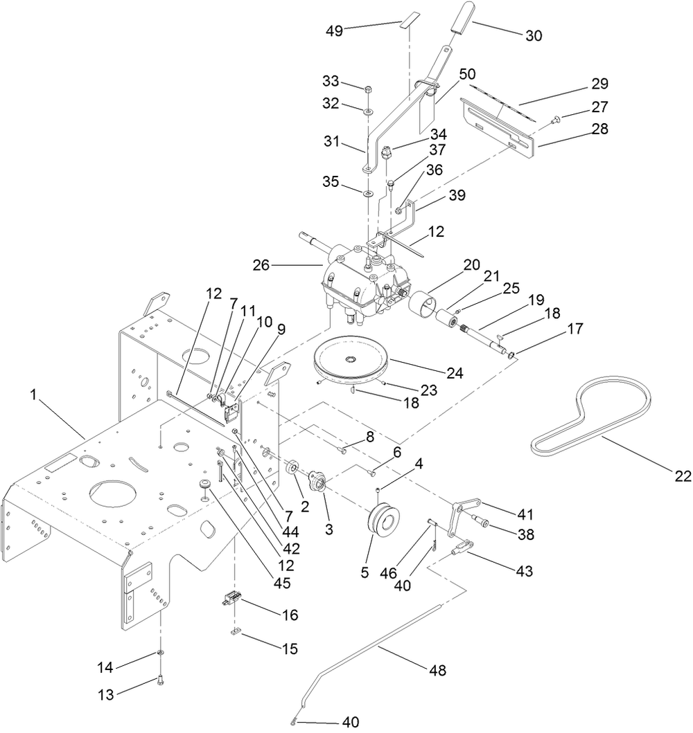 Frame And Transmission Assembly Diagram and Parts List for 30632 410000000-999999999 Toro Lawn Mower