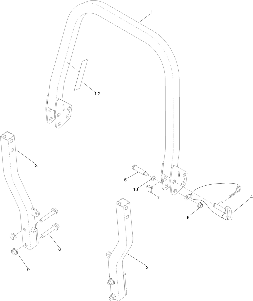 Roll-Over Protection System Assembly  No. 144-1848 Diagram and Parts List for 76602 400000000 - 412999999 Toro Lawn Tractor