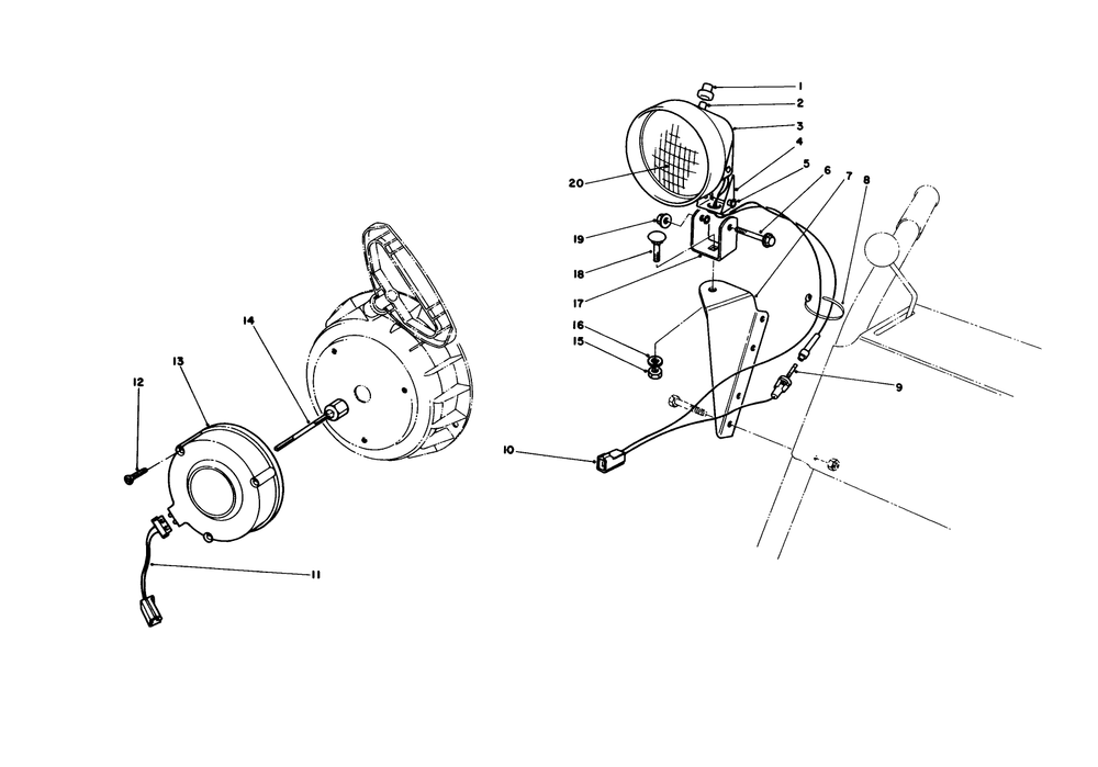 Light Kit No. 54-9821 (Optional) Diagram and Parts List for 38035 7000001 - 7999999 Toro Snow Blower
