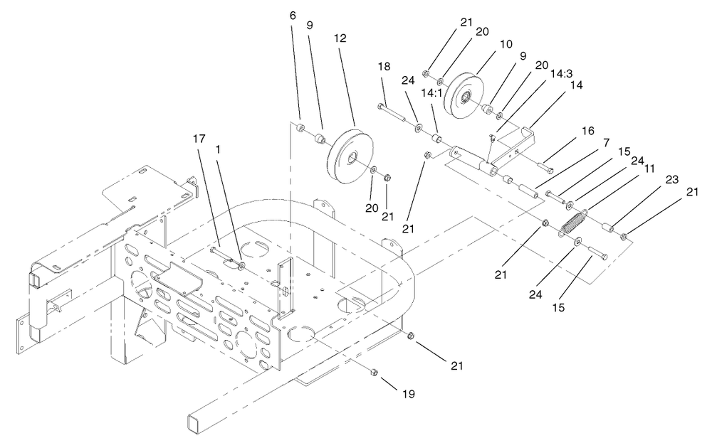 Drive Idler Assembly Diagram and Parts List for 74228 (220000001-220999999)(2002) Toro Lawn Mower