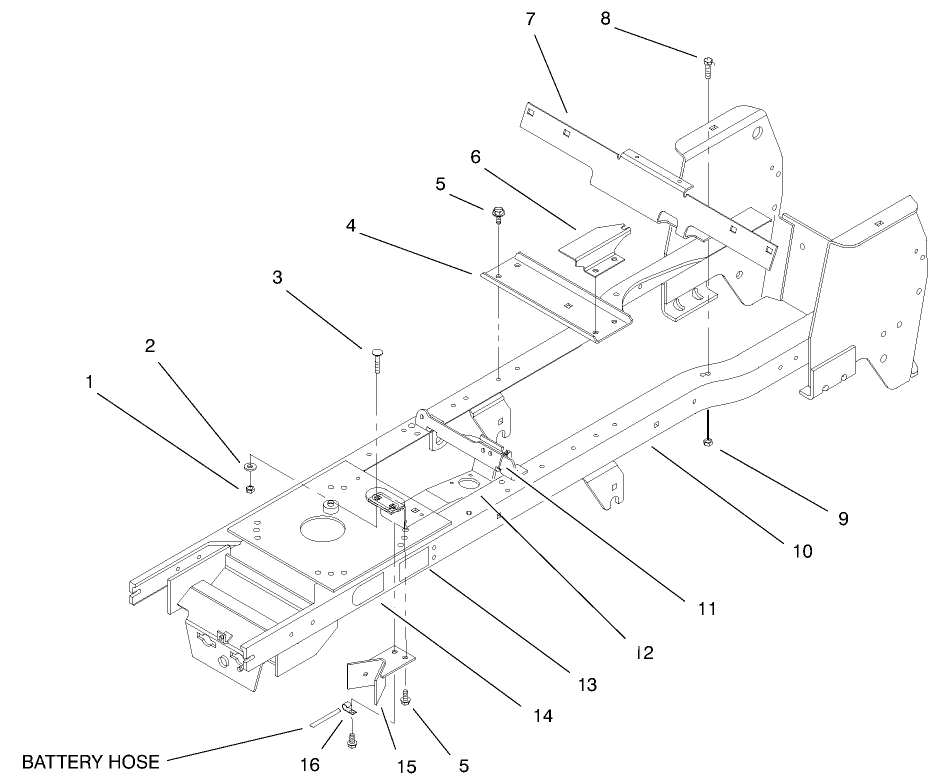 Frame Assembly Diagram and Parts List for 72070 9900001 - 9999999 Toro Lawn Tractor