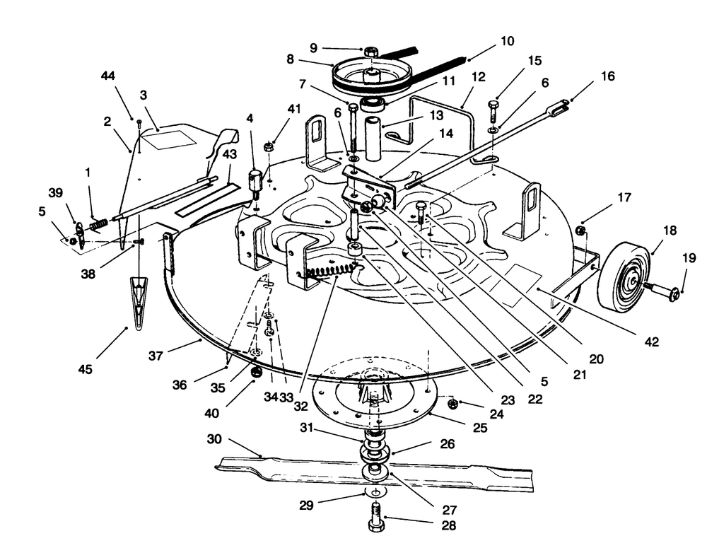 Cutting Unit Assembly Diagram and Parts List for 70060 6900001 - 6999999 Toro Lawn Tractor