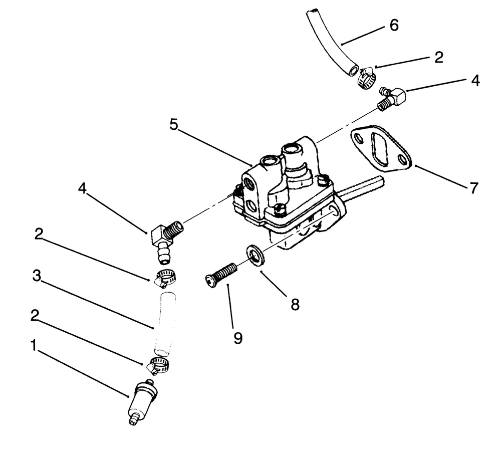 Fuel Pump Diagram and Parts List for 30718 4900001 - 4999999 Toro Lawn Tractor