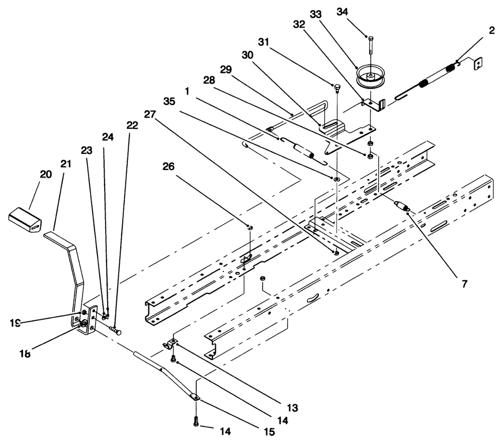 Clutch Assembly Diagram and Parts List for 71218 6900001 - 6999999 Toro Lawn Tractor