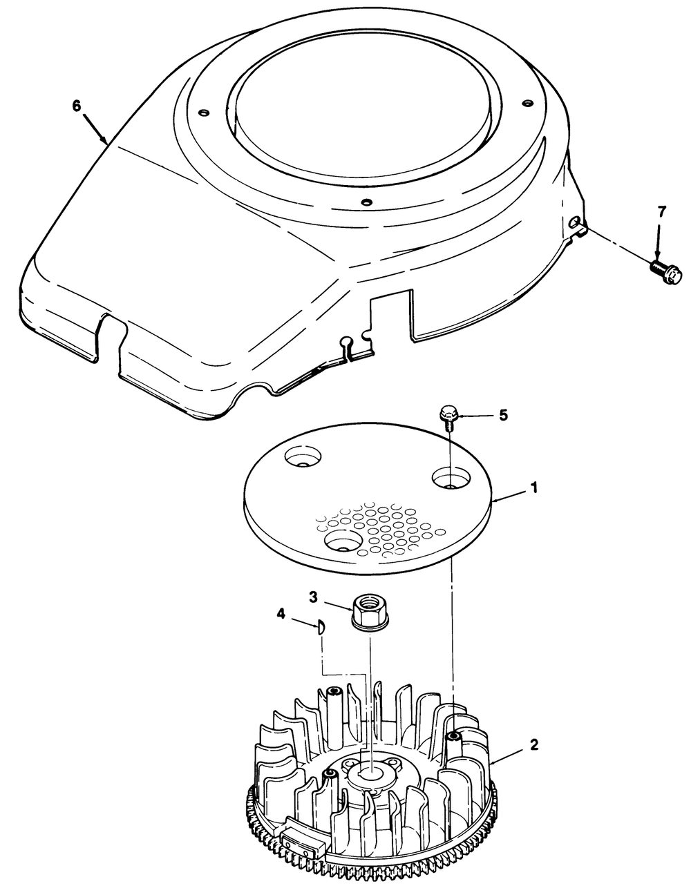 12hp Engine Flywheel And Cover Assembly Diagram and Parts List for 32-120EA1 1000001 - 1999999 Toro Lawn Tractor