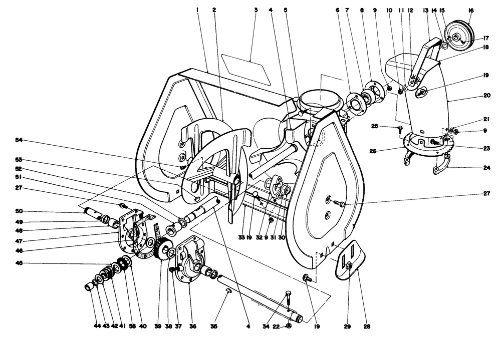 Auger Assembly Diagram and Parts List for 38240 9000001 - 9999999 Toro Snow Blower