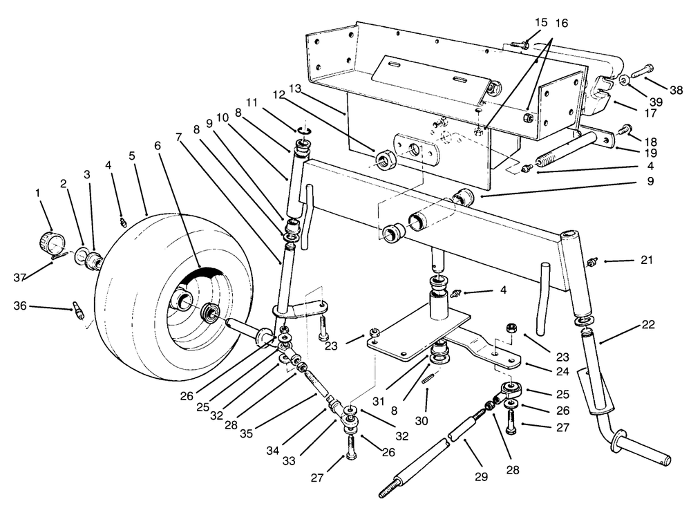 Rear Axle Assembly Diagram and Parts List for 30610 490001 - 499999 Toro Lawn Tractor