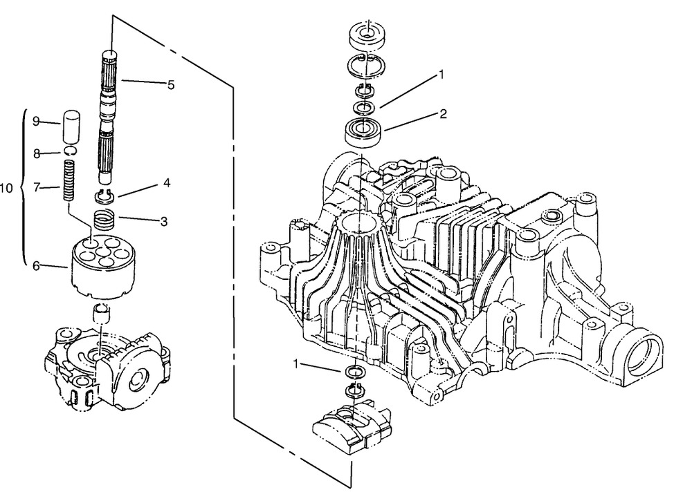 Pump Shaft Diagram and Parts List for 72104 8900001 - 8900599 Toro Lawn Tractor